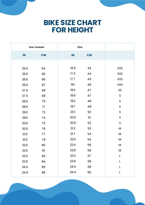 Bike Size Chart for Height