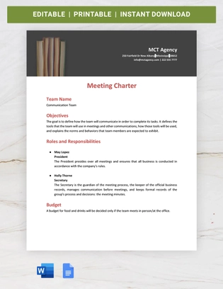 Meeting Charter Template