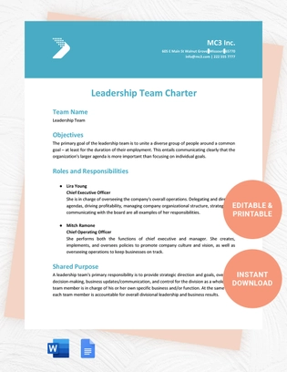 Leadership Team Charter Template