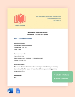Visual Syllabus Template