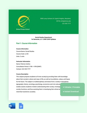 Secondary Education Syllabus Template