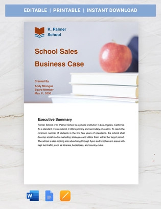 School Business Case Template