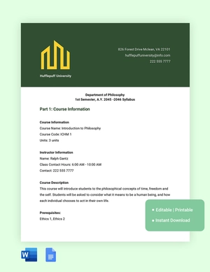 Classroom Syllabus Template