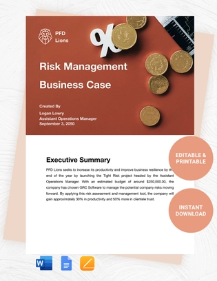 Risk Management Business Case Template