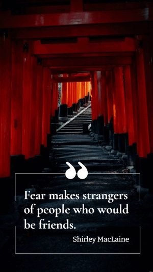 Shirley MacLaine - Fear makes strangers of people who would be friends.