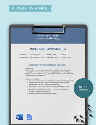 Employee Roles And Responsibilities Template