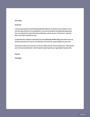 Sample of Application Letter