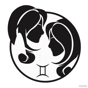 Black And White Gemini Zodiac Sign Clipart