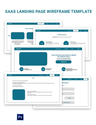 Saas Landing Page Wireframe Template