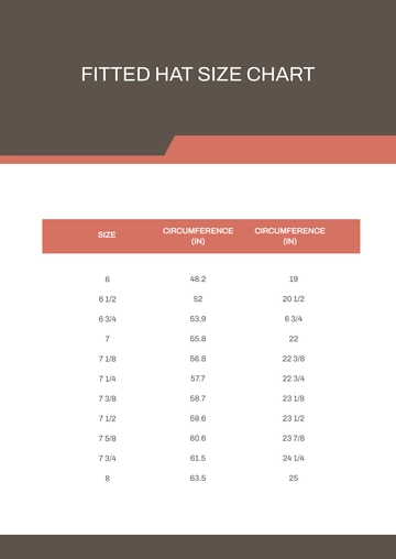 Free Fitted Hat Size Chart Template to Edit Online
