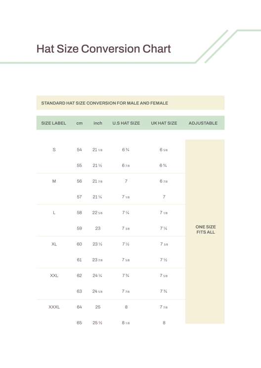 Hat Size Conversion Chart