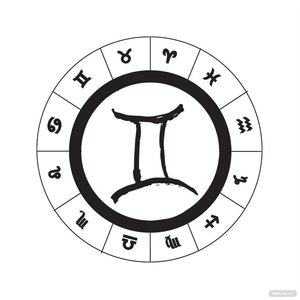 Round Gemini Zodiac Sign Clipart