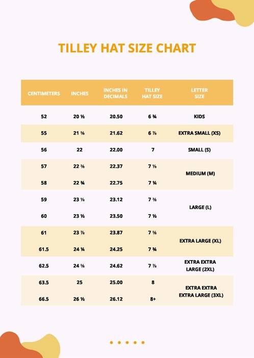 Tilley Hat Size Chart