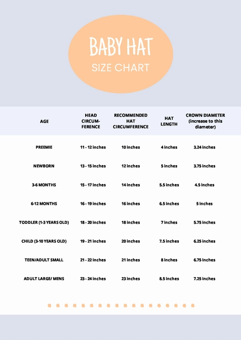Baby Hat Size Chart