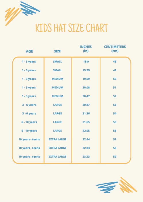 Kids Hat Size Chart