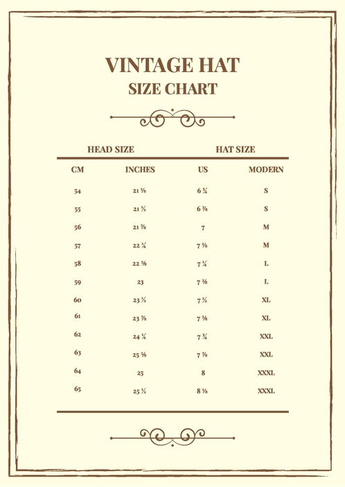 Vintage Hat Size Chart