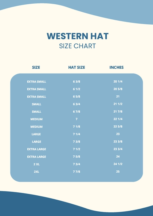 Western Hat Size Chart