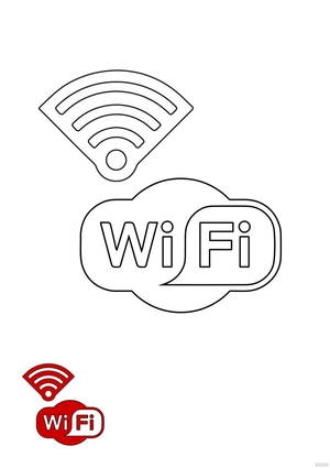 Red Wifi coloring page