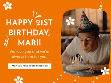 Free 21st Birthday Ecard Template to Edit Online