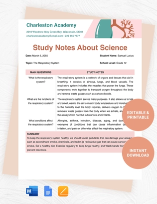 Respiratory Note-taking Template