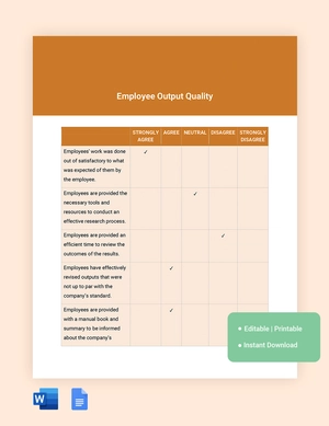 Quality Likert Scale Template