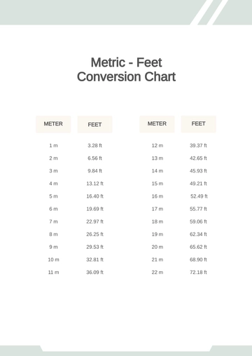 Free Metric to Feet Conversion Chart Template to Edit Online