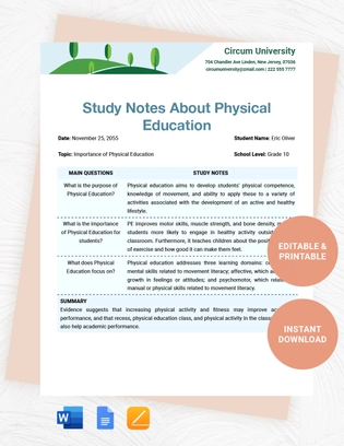 Landscape Digital Note Taking Template