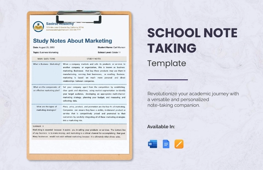 School Note Taking Template
