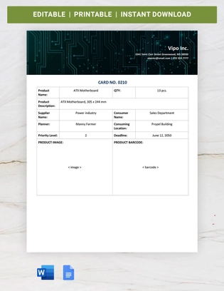 Basic Kanban Card Template