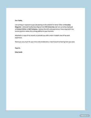 Business Resume Cover Letter