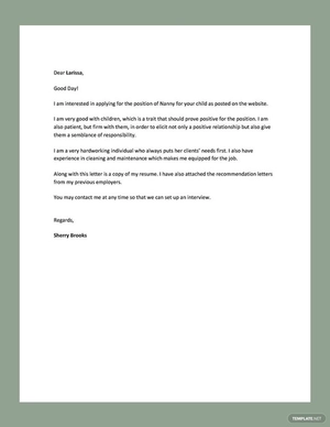 Creative Nanny Resume Cover Letter