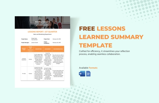 Lessons Learned Summary Template