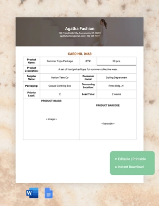 Simple Kanban Card Template