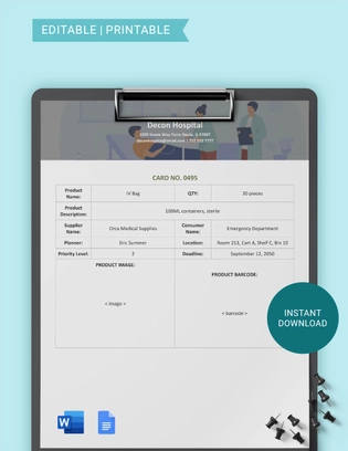 Hospital Kanban Card Template