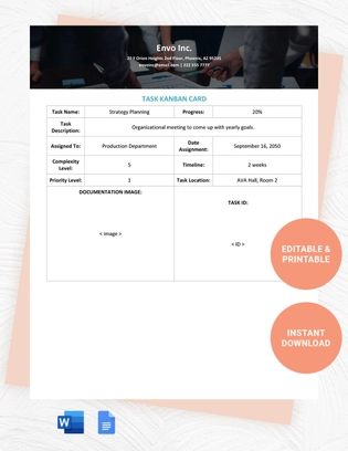 Task Kanban Card Template