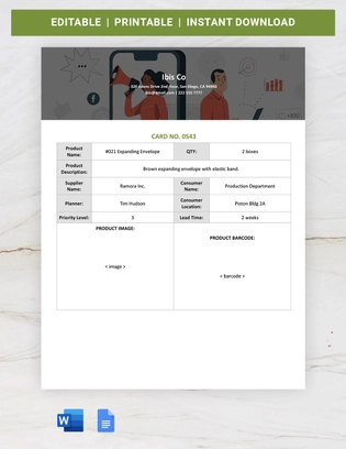 Office Supply Kanban Card Template