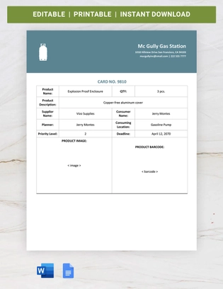 Sample Kanban Card Template