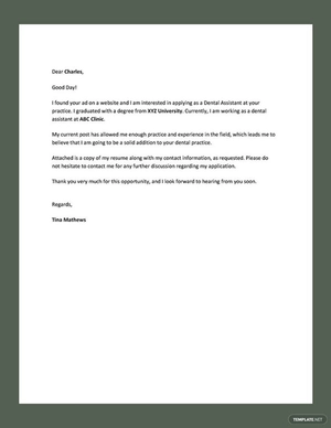 Dental Assistant Resume Cover Letter