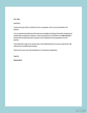 Draftsman Resume Cover Letter
