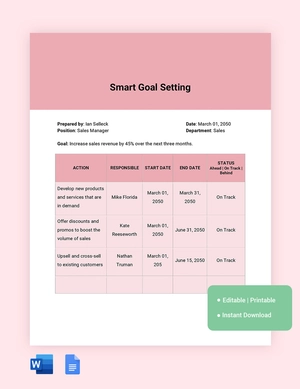 Smart Goal Setting Template