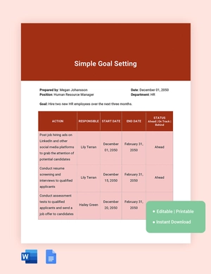 Simple Goal Setting Template
