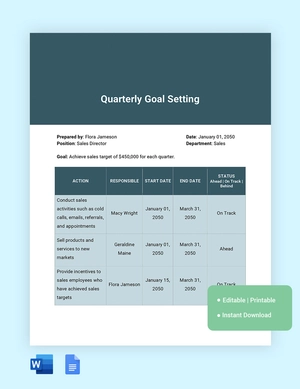 Quarterly Goal Setting Template