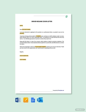 Driver Resume Cover Letter