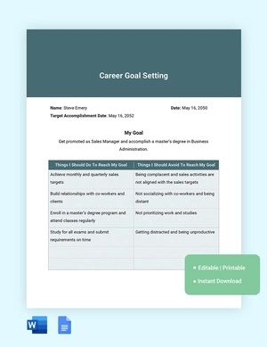 Career Goal Setting Template