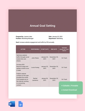 Annual Goal Setting Template