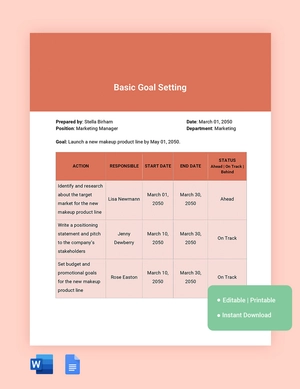 Basic Goal Setting Template