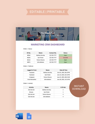 Marketing CRM Dashboard Template