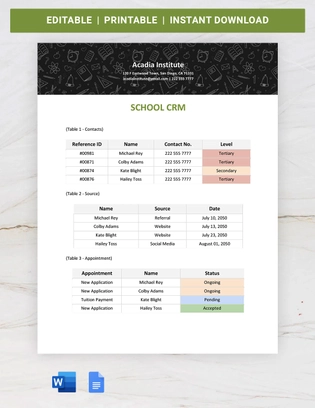 School CRM Template