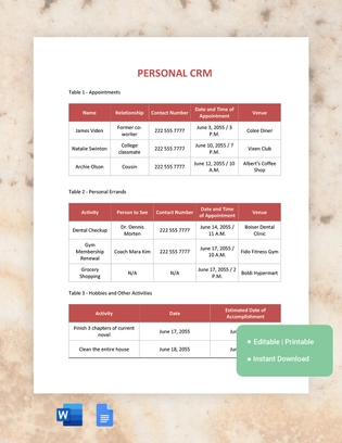 Personal CRM Template