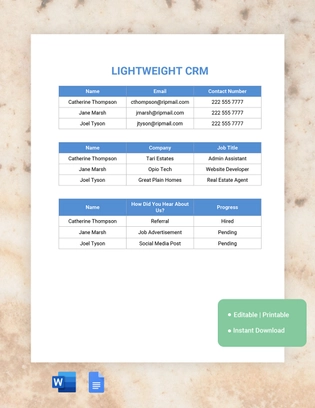 Lightweight CRM Template
